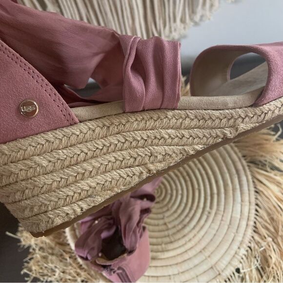 UGG Pink Dawn Trina Espadrille Lace Up Wedge Sandals Size 8.5 - Picture 12 of 15